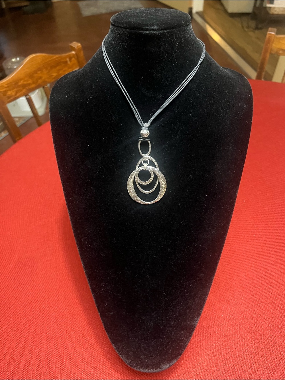 Chico's Silver-Tone Layered Ring Pendant Necklace